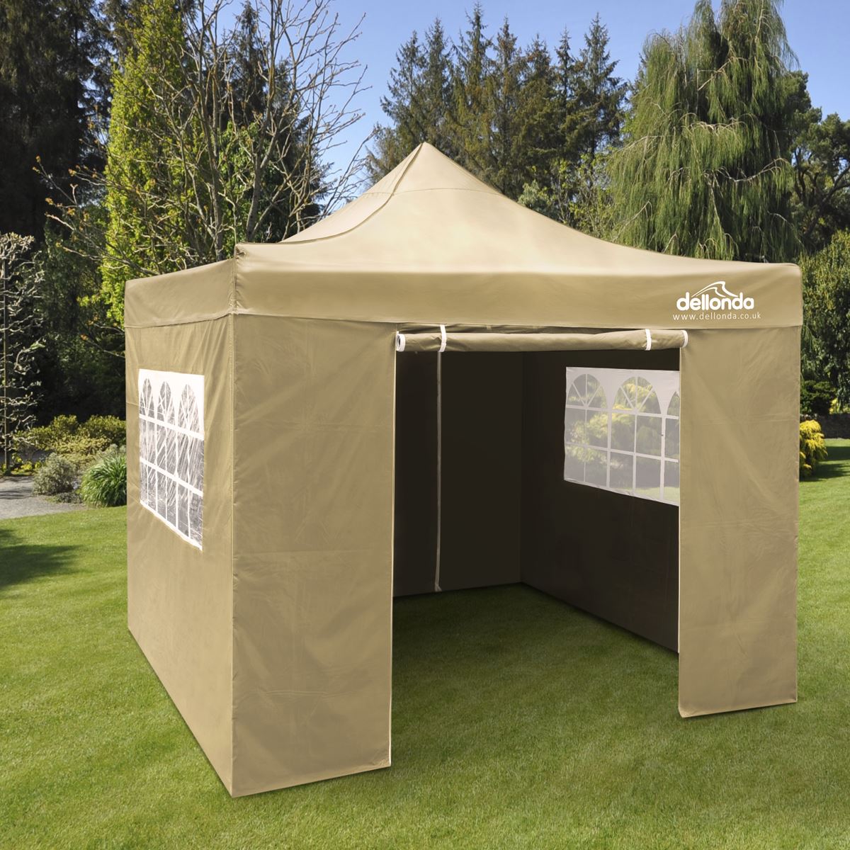 Sealey Dellonda Premium 3x3m Pop-Up Gazebo & Side Walls, PVC Coated, Water Resistant Fabric with Carry Bag, Rope, Stakes & Weight Bags - Beige DG164