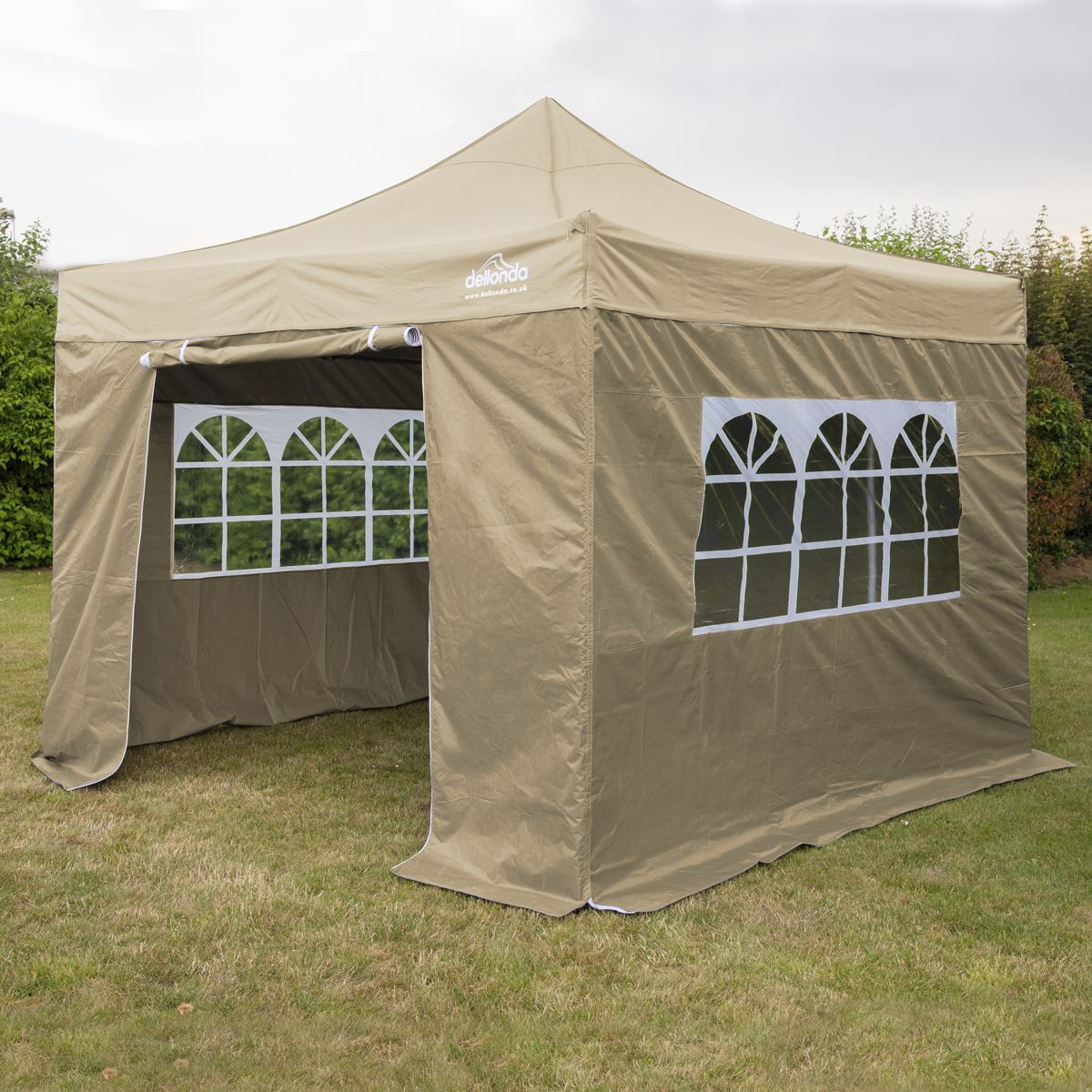 Sealey Dellonda Premium 3x3m Pop-Up Gazebo & Side Walls, PVC Coated, Water Resistant Fabric with Carry Bag, Rope, Stakes & Weight Bags - Beige DG164