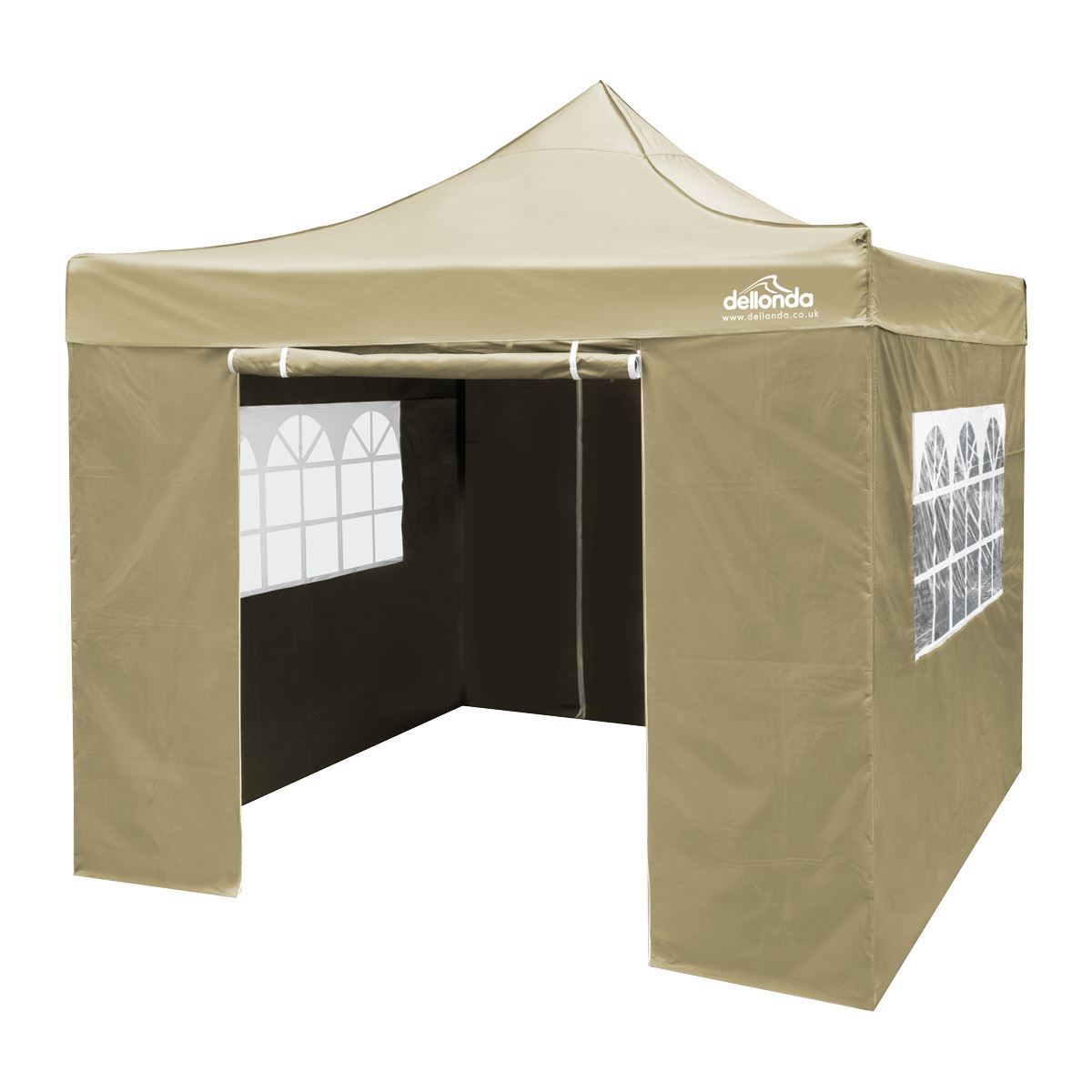 Sealey Dellonda Premium 3x3m Pop-Up Gazebo & Side Walls, PVC Coated, Water Resistant Fabric with Carry Bag, Rope, Stakes & Weight Bags - Beige DG164
