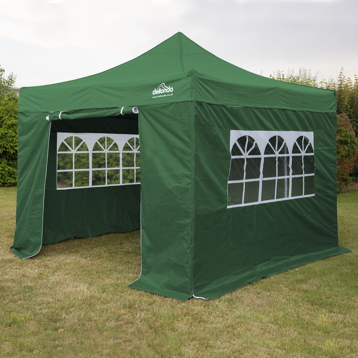 Sealey Dellonda Premium 3x3m Pop-Up Gazebo & Side Walls, PVC Coated, Water Resistant Fabric with Carry Bag, Rope, Stakes & Weight Bags - Green DG166