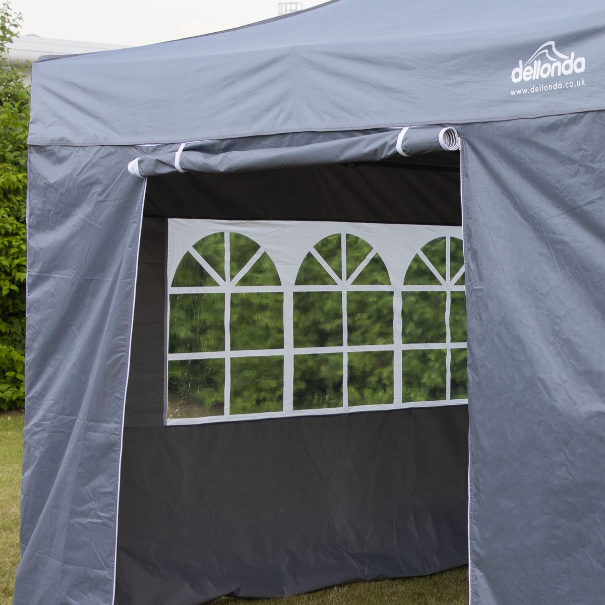 Sealey Dellonda Premium 3x3m Pop-Up Gazebo & Side Walls, PVC Coated, Water Resistant Fabric with Carry Bag, Rope, Stakes & Weight Bags - Grey DG167