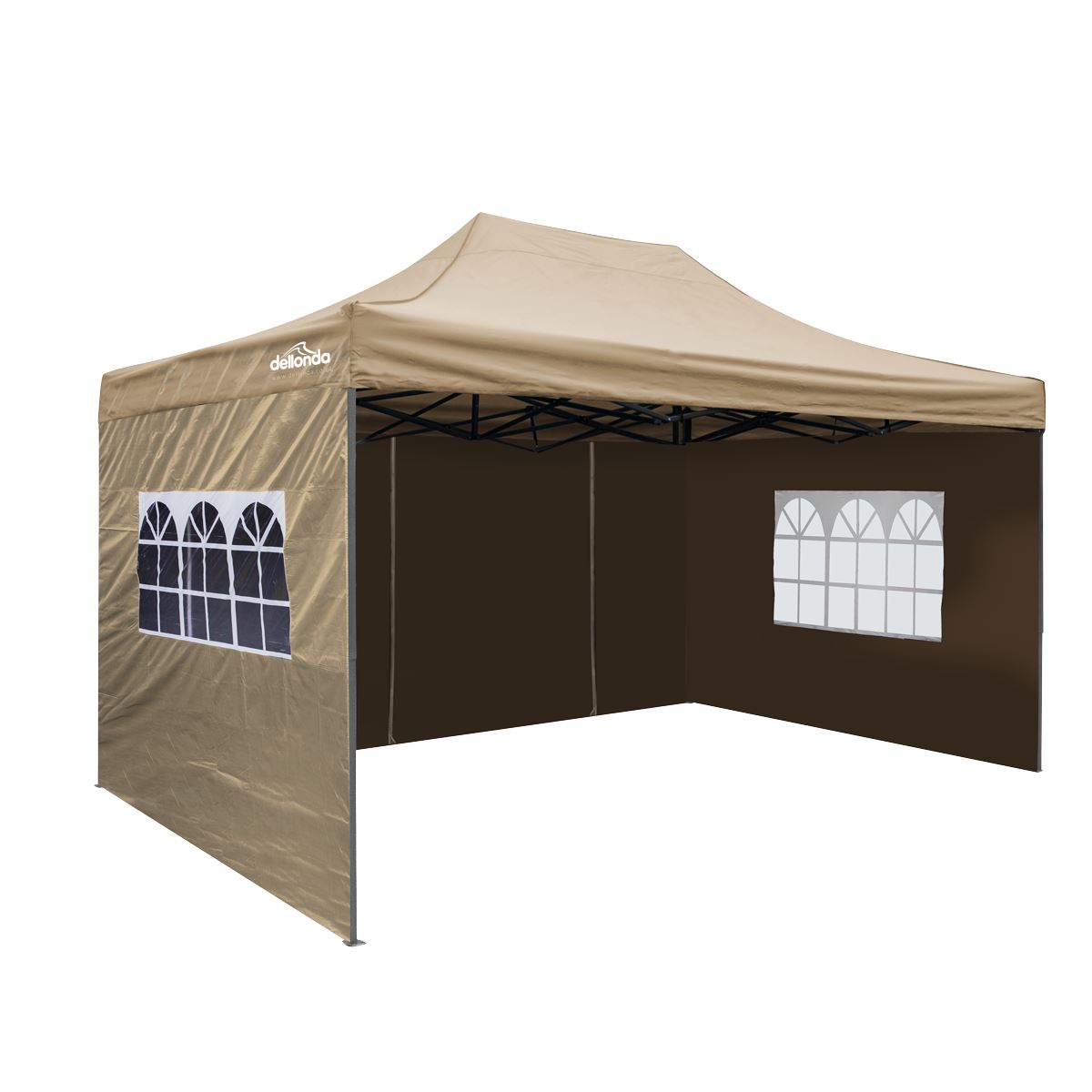 Sealey Dellonda Premium 3x4.5m Pop-Up Gazebo & Side Walls, PVC Coated, Water Resistant Fabric with Carry Bag, Rope, Stakes & Weight Bags - Beige DG168