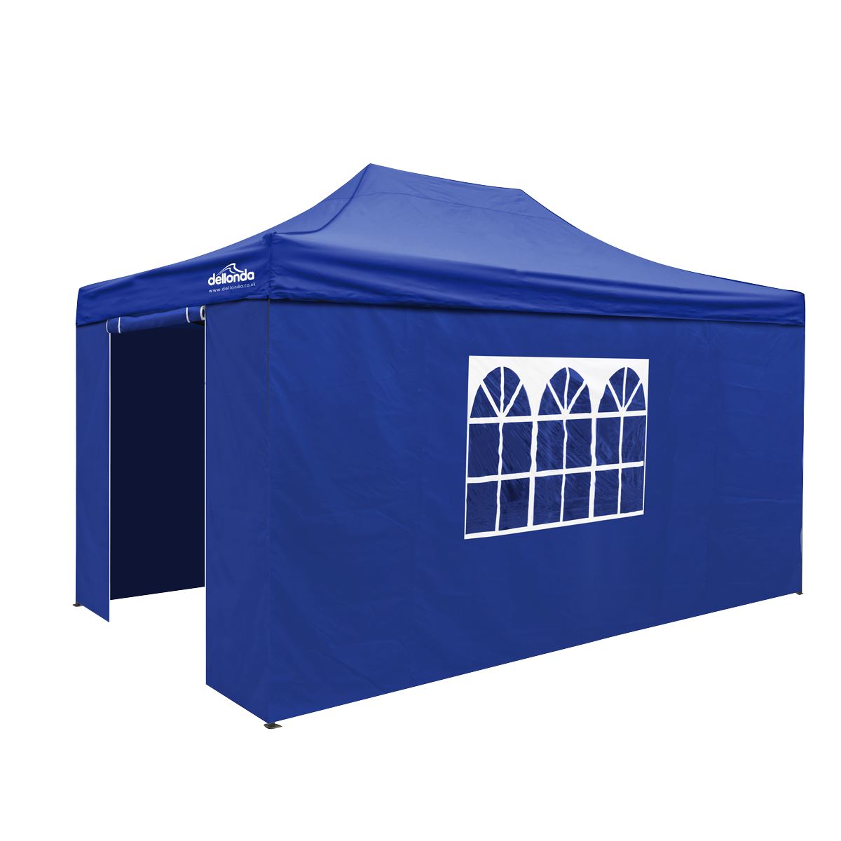 Sealey Dellonda Premium 3x4.5m Pop-Up Gazebo & Side Walls, PVC Coated, Water Resistant Fabric with Carry Bag, Rope, Stakes & Weight Bags - Blue DG169