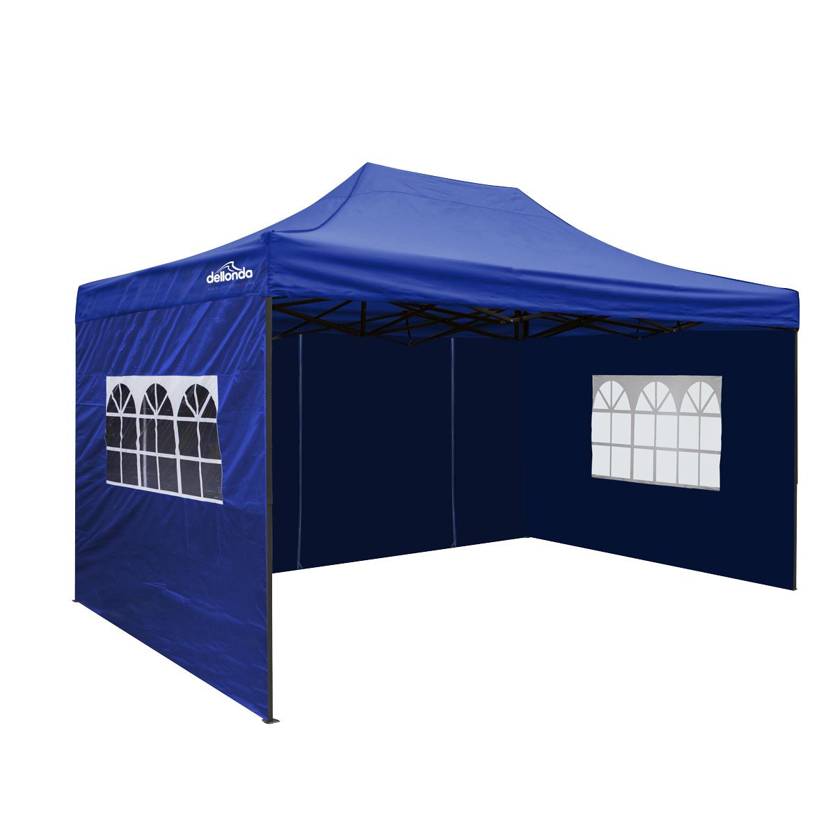 Sealey Dellonda Premium 3x4.5m Pop-Up Gazebo & Side Walls, PVC Coated, Water Resistant Fabric with Carry Bag, Rope, Stakes & Weight Bags - Blue DG169