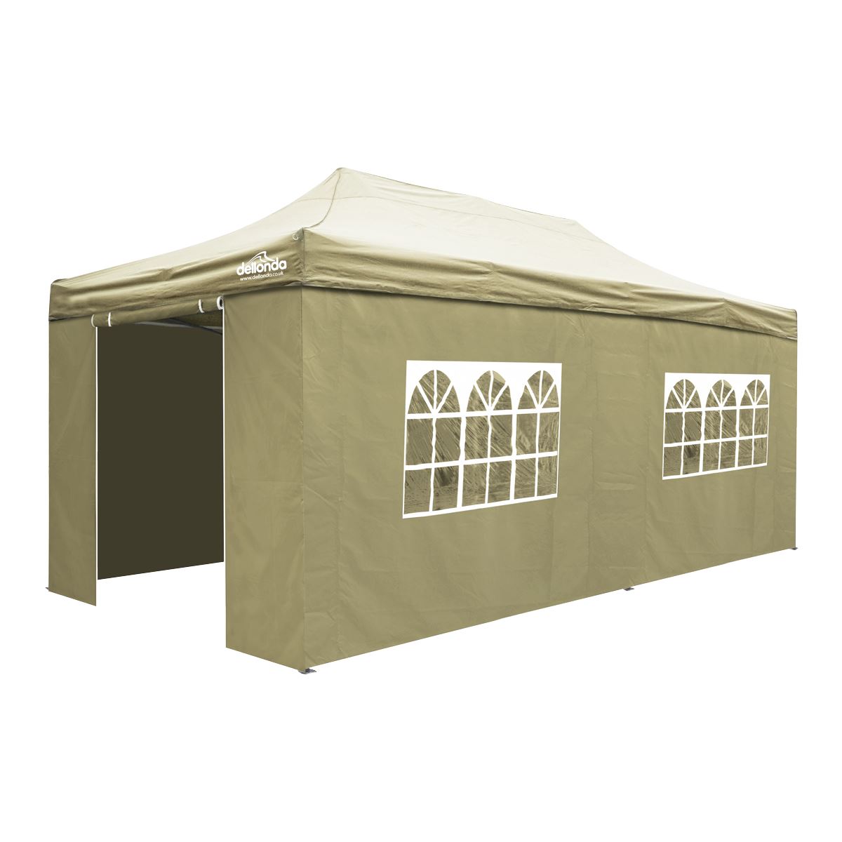 Sealey Dellonda Premium 3x6m Pop-Up Gazebo & Side Walls, PVC Coated, Water Resistant Fabric with Carry Bag, Rope, Stakes & Weight Bags - Beige DG172