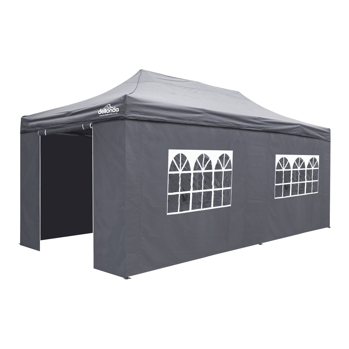Sealey Dellonda Premium 3x6m Pop-Up Gazebo & Side Walls, PVC Coated, Water Resistant Fabric with Carry Bag, Rope, Stakes & Weight Bags - Grey DG175