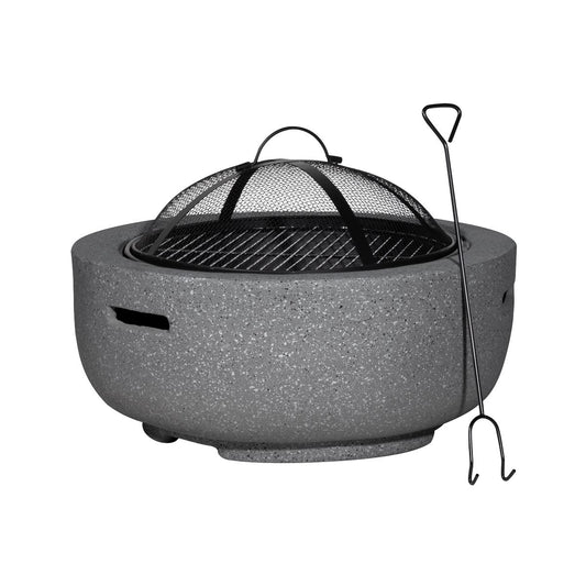 Dellonda Round MgO Fire Pit BBQ Grill 60cm Safety Mesh Screen Dark Grey DG189