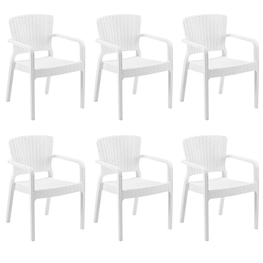 Dellonda Armchair Durable Weather Resistant PP Body Stackable x 6 White DG204