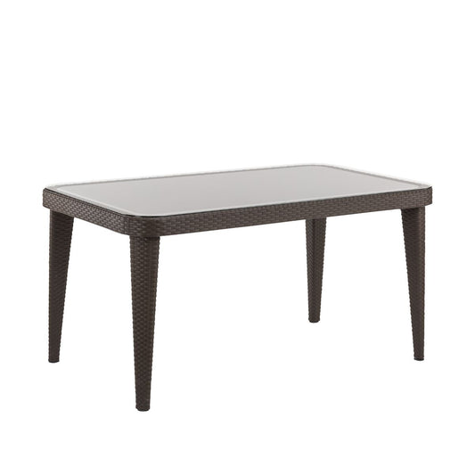 Dellonda Outdoor Dining Table Weather Resistant Glass Table 90x150cm DG206