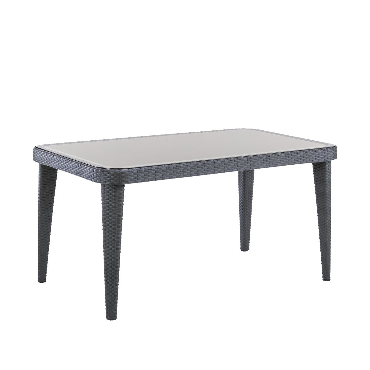 Dellonda Outdoor Dining Table Weather Resistant Body Glass Table 90x150cm DG209