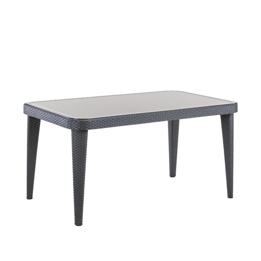 Dellonda Outdoor Dining Table Weather Resistant Body Glass Table 90x150cm DG209