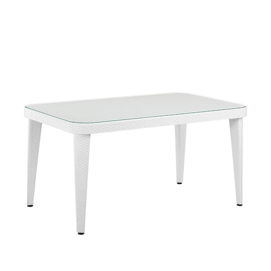 Dellonda Outdoor Dining Table Weather Resistant Body Glass Table 90x150cm DG210
