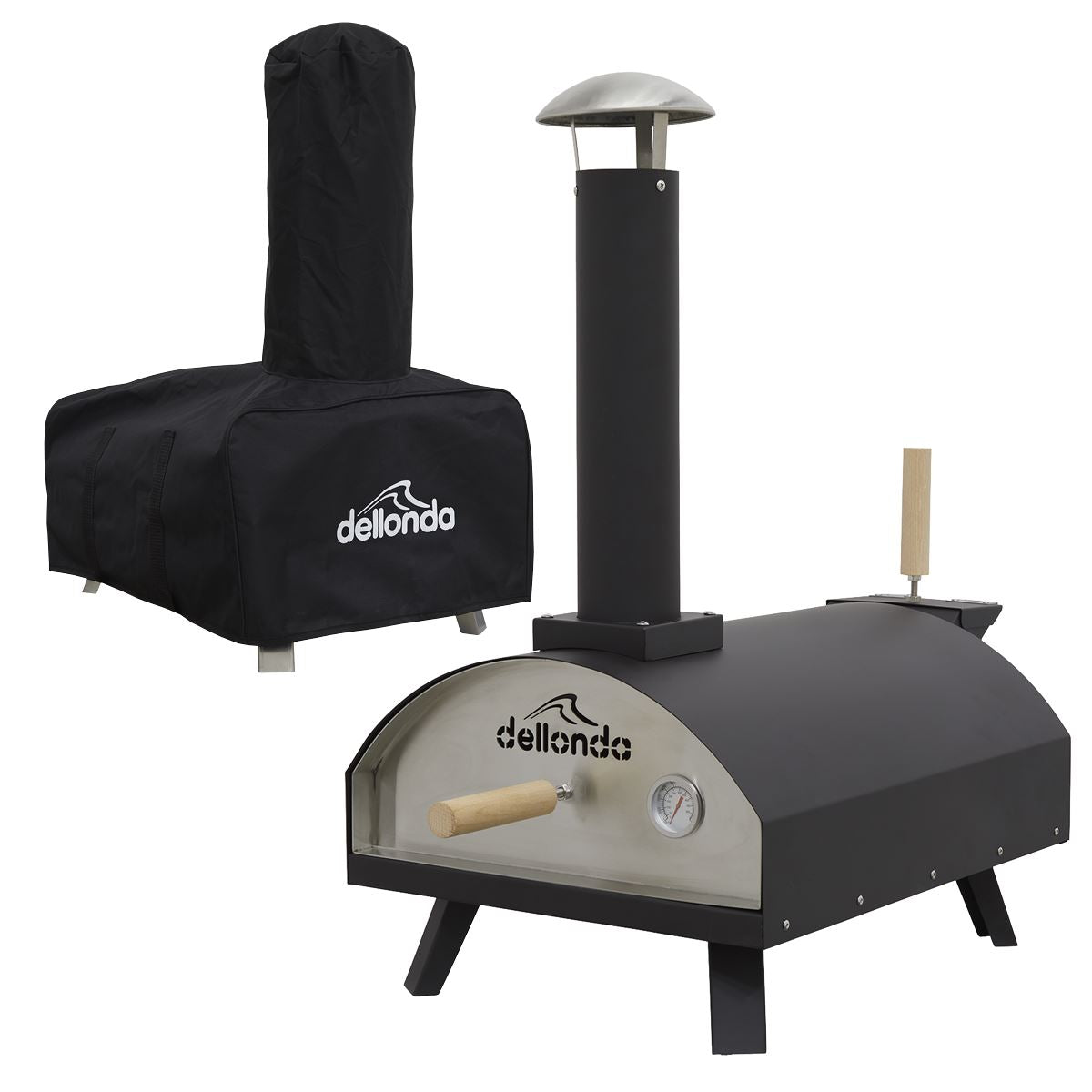 Sealey Dellonda Wood-Fired Pizza Oven, Pizza Peel & Cover 14" - Black DG218