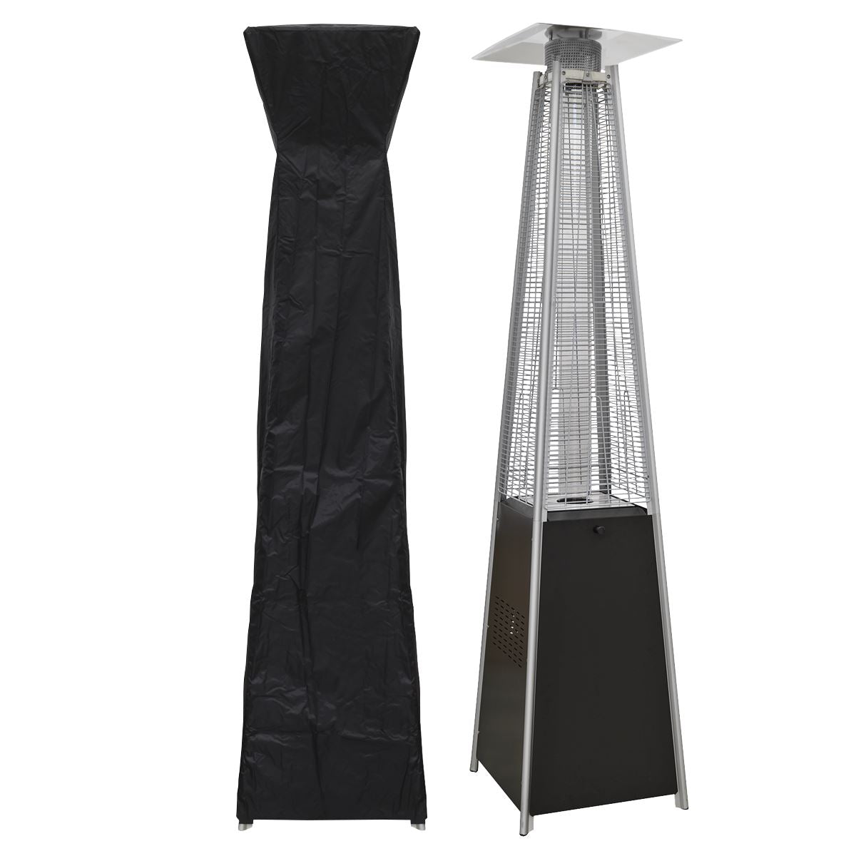 Sealey Dellonda Pyramid Gas Patio Heater 13kW for Commercial & Domestic Use, Supplied with Cover, Black DG224