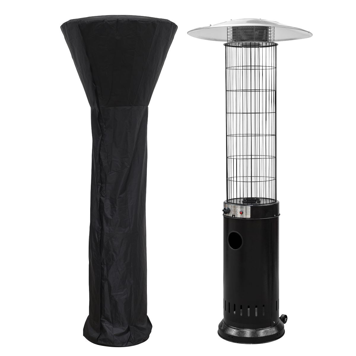 Sealey Dellonda Gas Patio Heater 13kW for Commercial & Domestic Use, Black, Supplied with Water Resistant Cover DG226