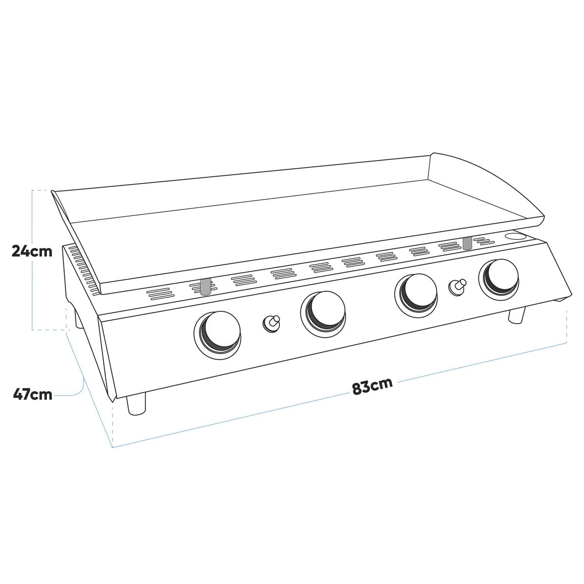 Dellonda 4 Burner Portable Gas Plancha 10kW BBQ Griddle Stainless Steel DG23