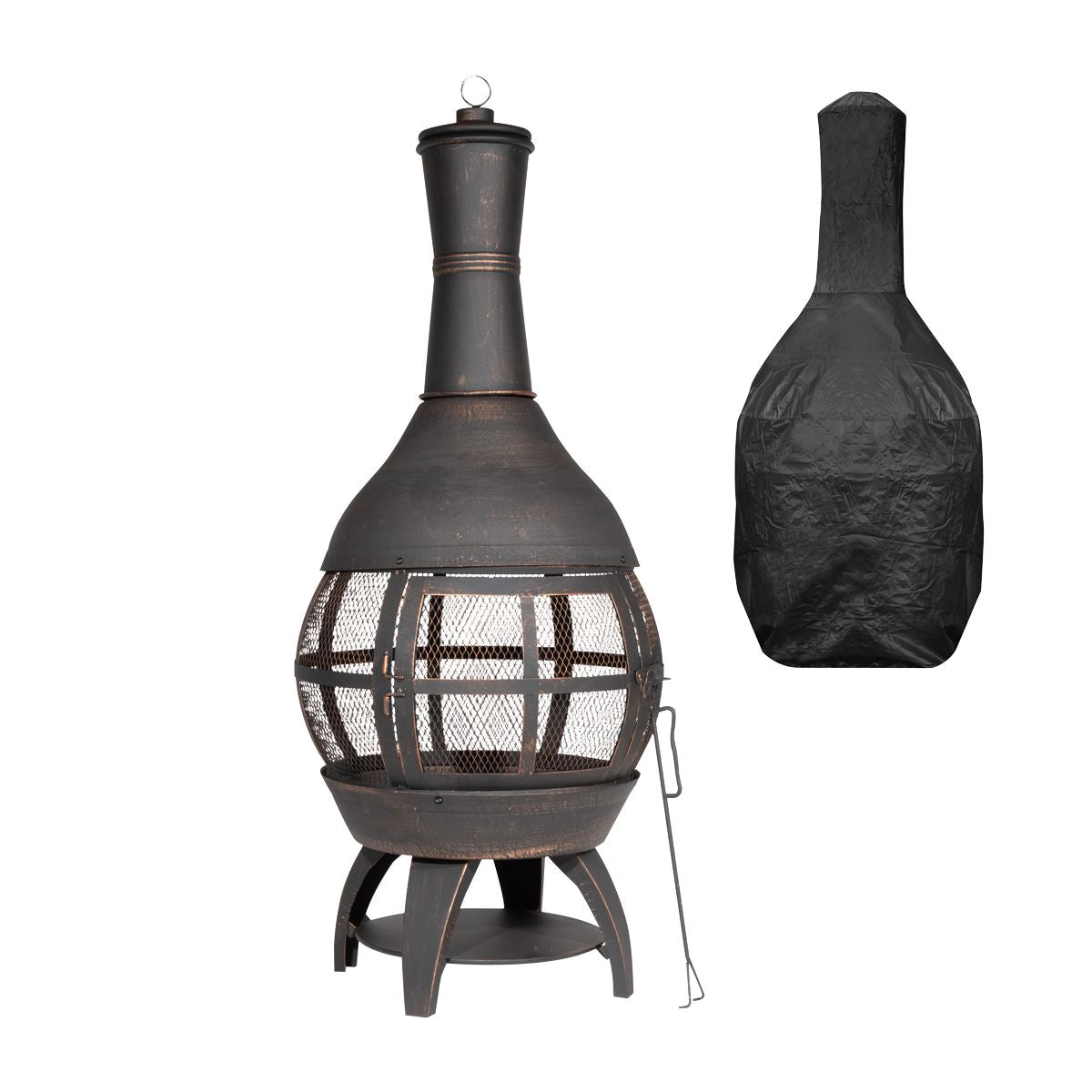 Sealey Dellonda Deluxe 360� Chiminea/Fire Pit/Outdoor Heater with Fire Poker & Water Resistant Drawstring Cover - Antique Bronze Finish - DG241 DG241