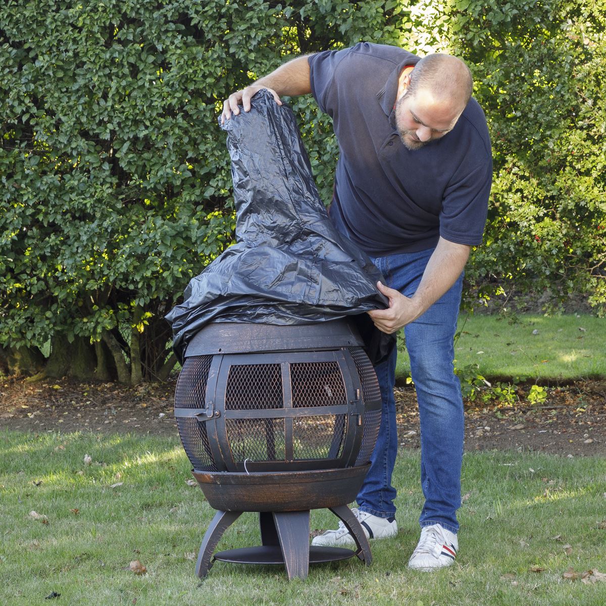 Sealey Dellonda Deluxe 360� Chiminea/Fire Pit/Outdoor Heater with Fire Poker & Water Resistant Drawstring Cover - Antique Bronze Finish - DG241 DG241