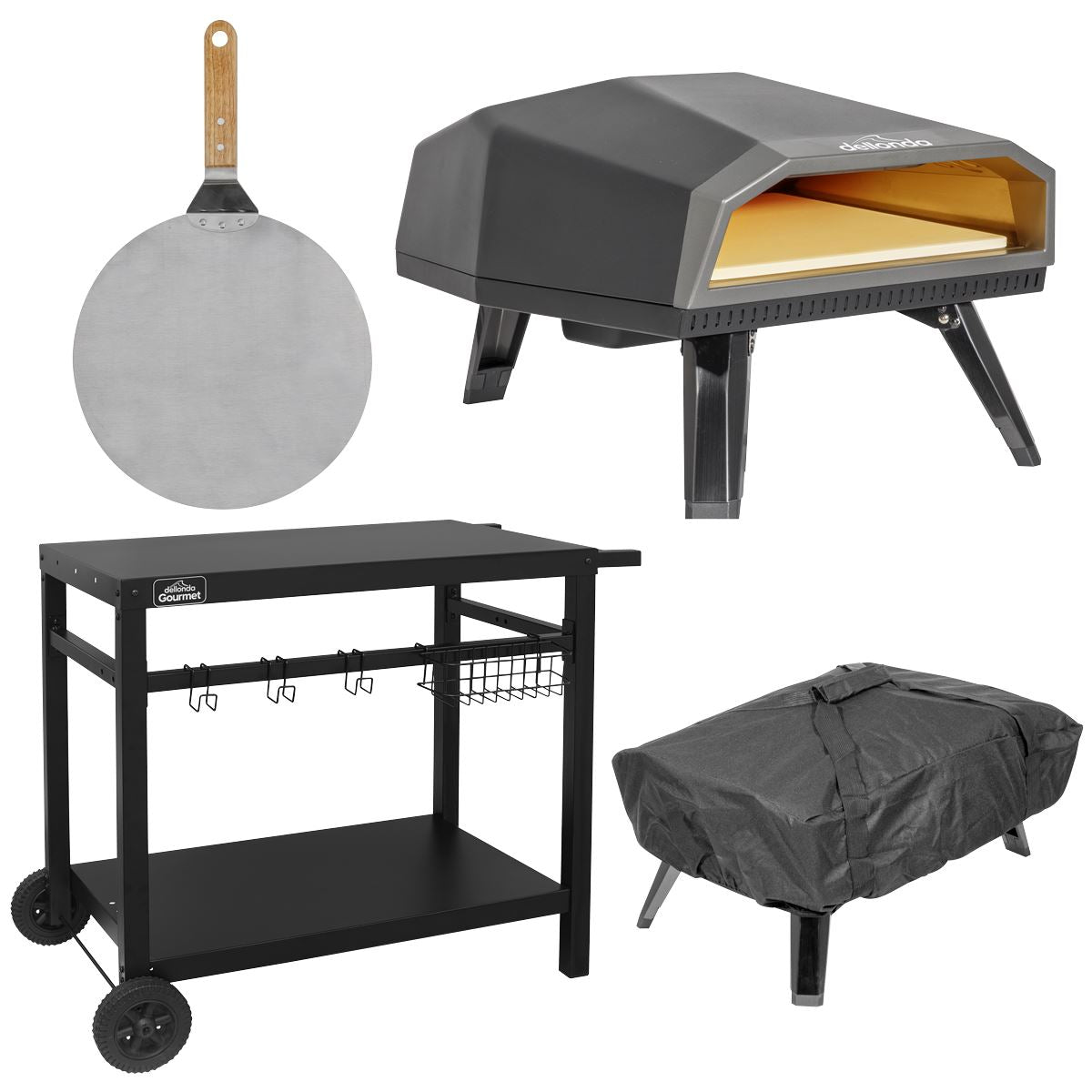 Sealey Dellonda Gas Pizza Oven with Water-Resistant Cover/Carry Bag, 12" Pizza Peel & Plancha Trolley DG262
