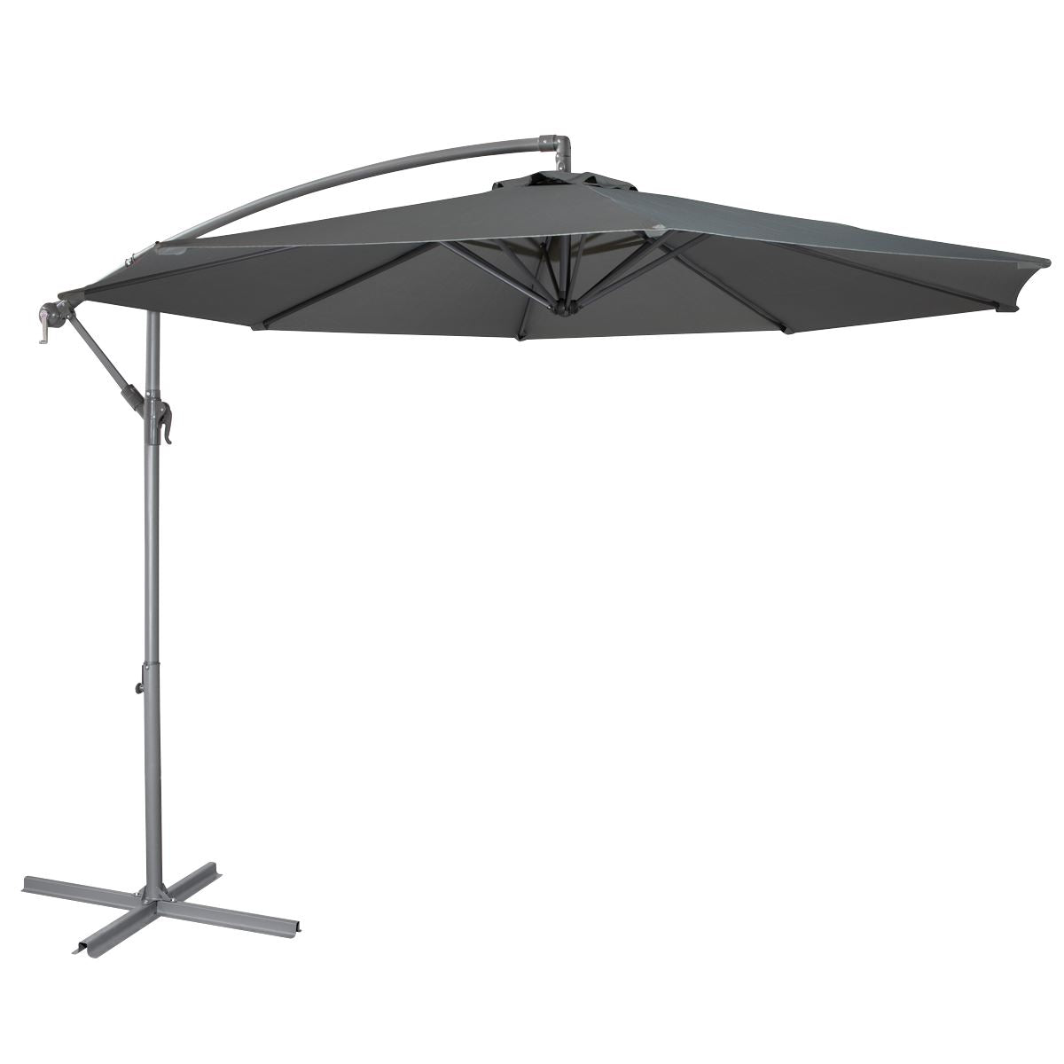 Dellonda 3m Banana Parasol Umbrella Garden Patio With Crank Handle Grey DG264
