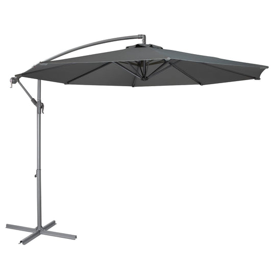 Dellonda 3m Banana Parasol Umbrella Garden Patio With Crank Handle Grey DG264