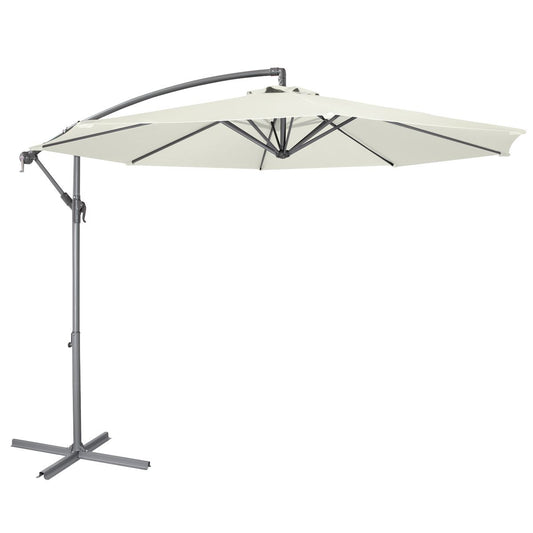Dellonda 3m Banana Parasol Umbrella Garden Patio With Crank Handle Cream DG265