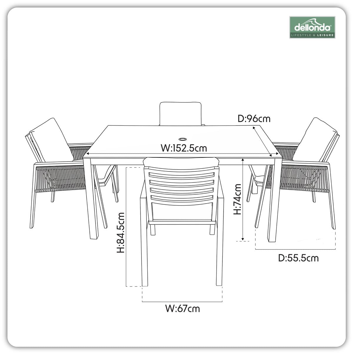 Sealey Dellonda Fusion Outdoor Dining Set 5pc DG275