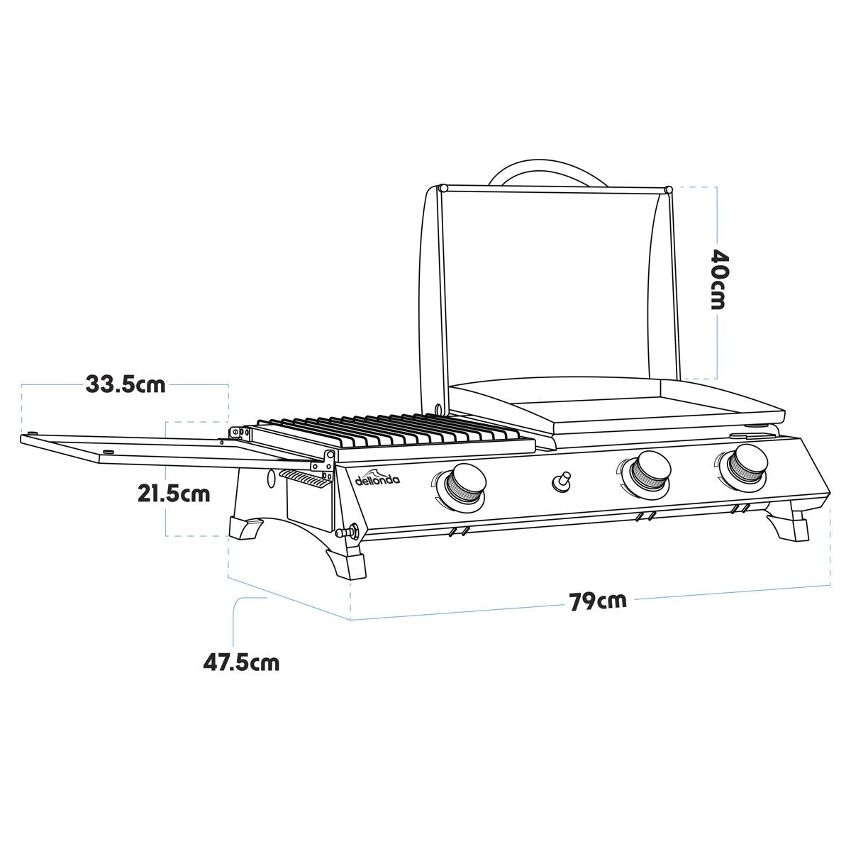 Sealey Dellonda 3 Burner Stainless Steel Portable Gas Plancha Grill 8.5kW DG276