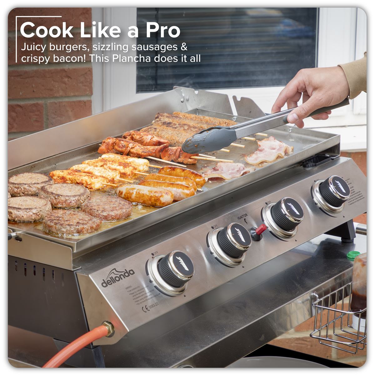 Sealey Dellonda 4 Burner Stainless Steel Portable Gas Plancha Rack 10kW DG277
