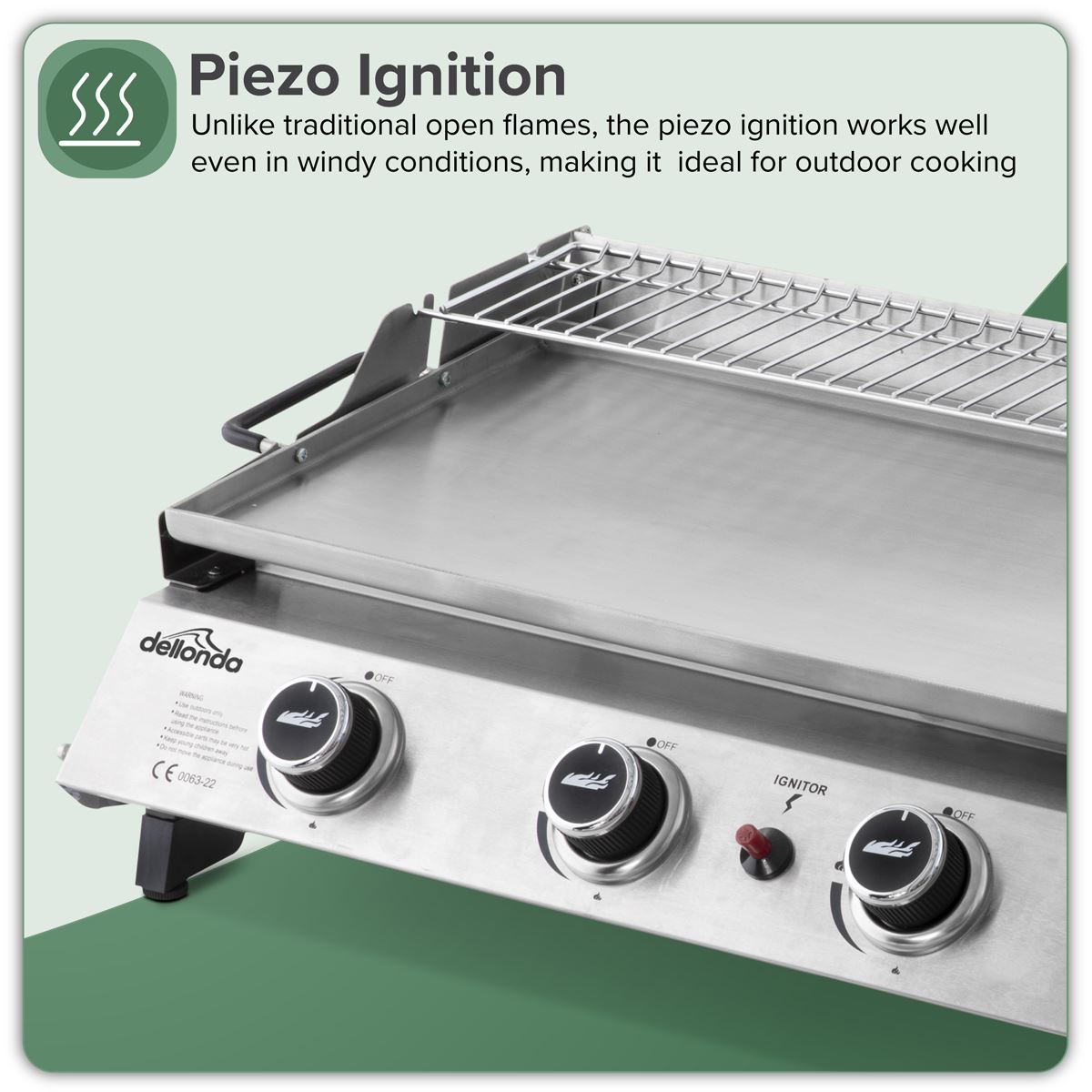 Sealey Dellonda 4 Burner Stainless Steel Portable Gas Plancha Rack 10kW DG277
