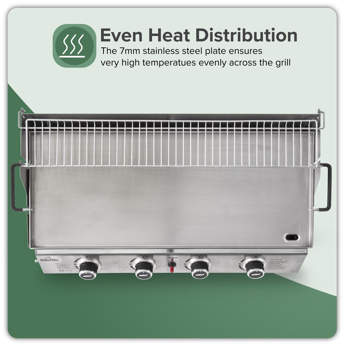 Sealey Dellonda 4 Burner Stainless Steel Portable Gas Plancha Rack 10kW DG277