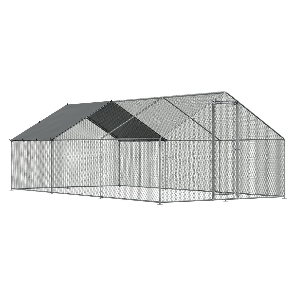 Dellonda Galvanized Steel Chicken Run with Coated Roof Cover 3 x 6 x 2m DG280