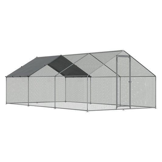Dellonda Galvanized Steel Chicken Run with Coated Roof Cover 3 x 6 x 2m DG280