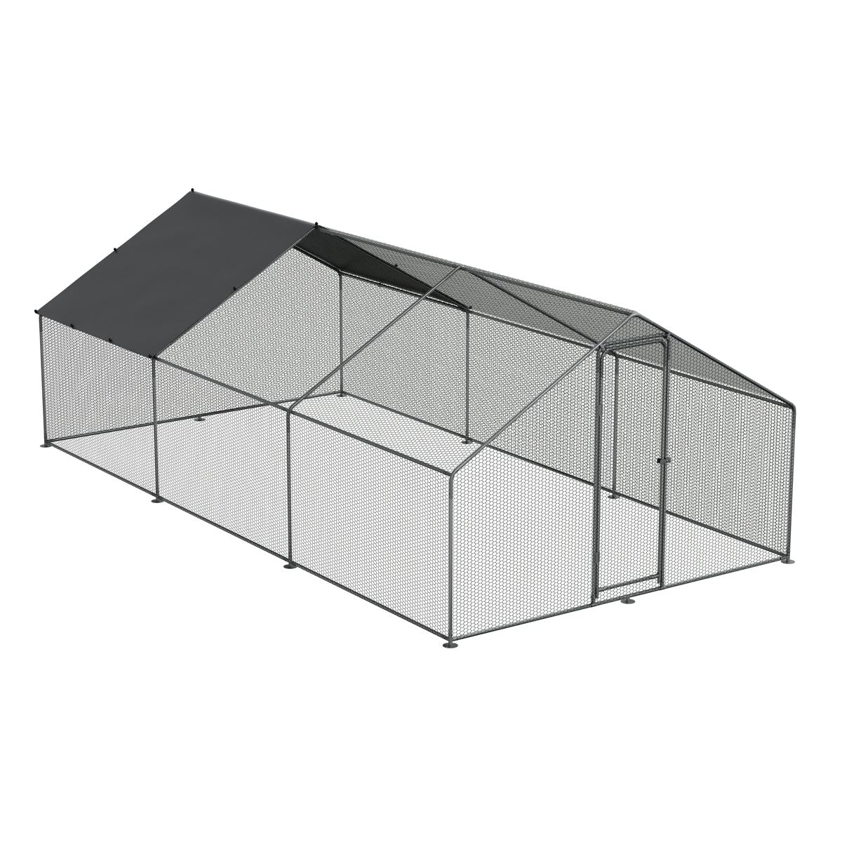 Dellonda Galvanized Steel Chicken Run with Coated Roof Cover 3 x 6 x 2m DG280