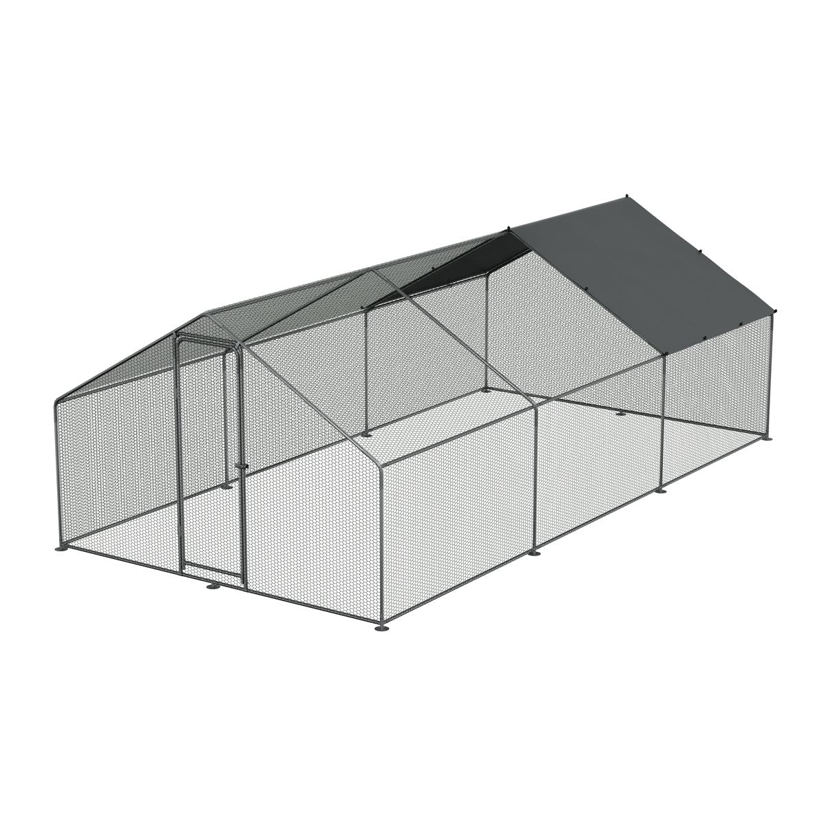Dellonda Galvanized Steel Chicken Run with Coated Roof Cover 3 x 6 x 2m DG280