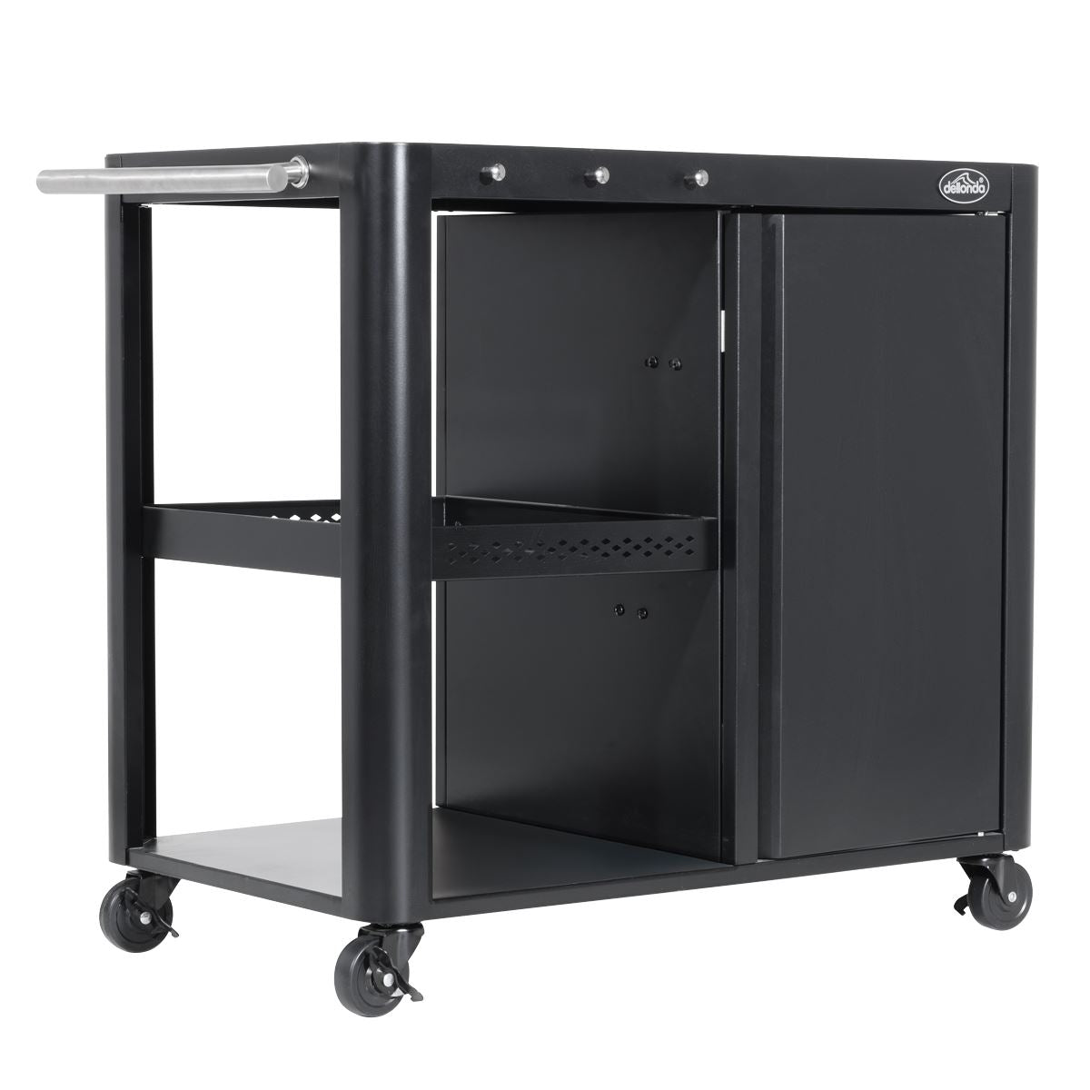 Dellonda BBQ Plancha Workstation Trolley Cupboard Extension Table Black DG282