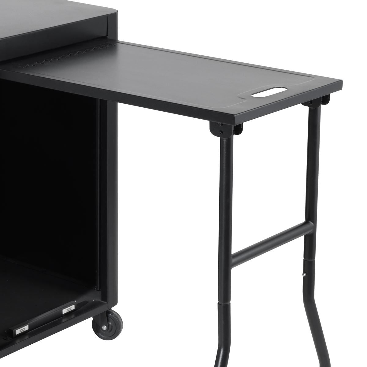 Dellonda BBQ Plancha Workstation Trolley Cupboard Extension Table Black DG282