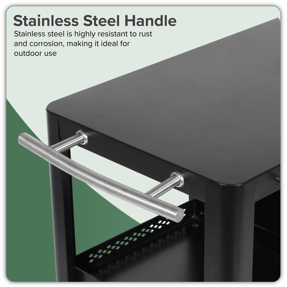 Dellonda BBQ Plancha Workstation Trolley Cupboard Extension Table Black DG282