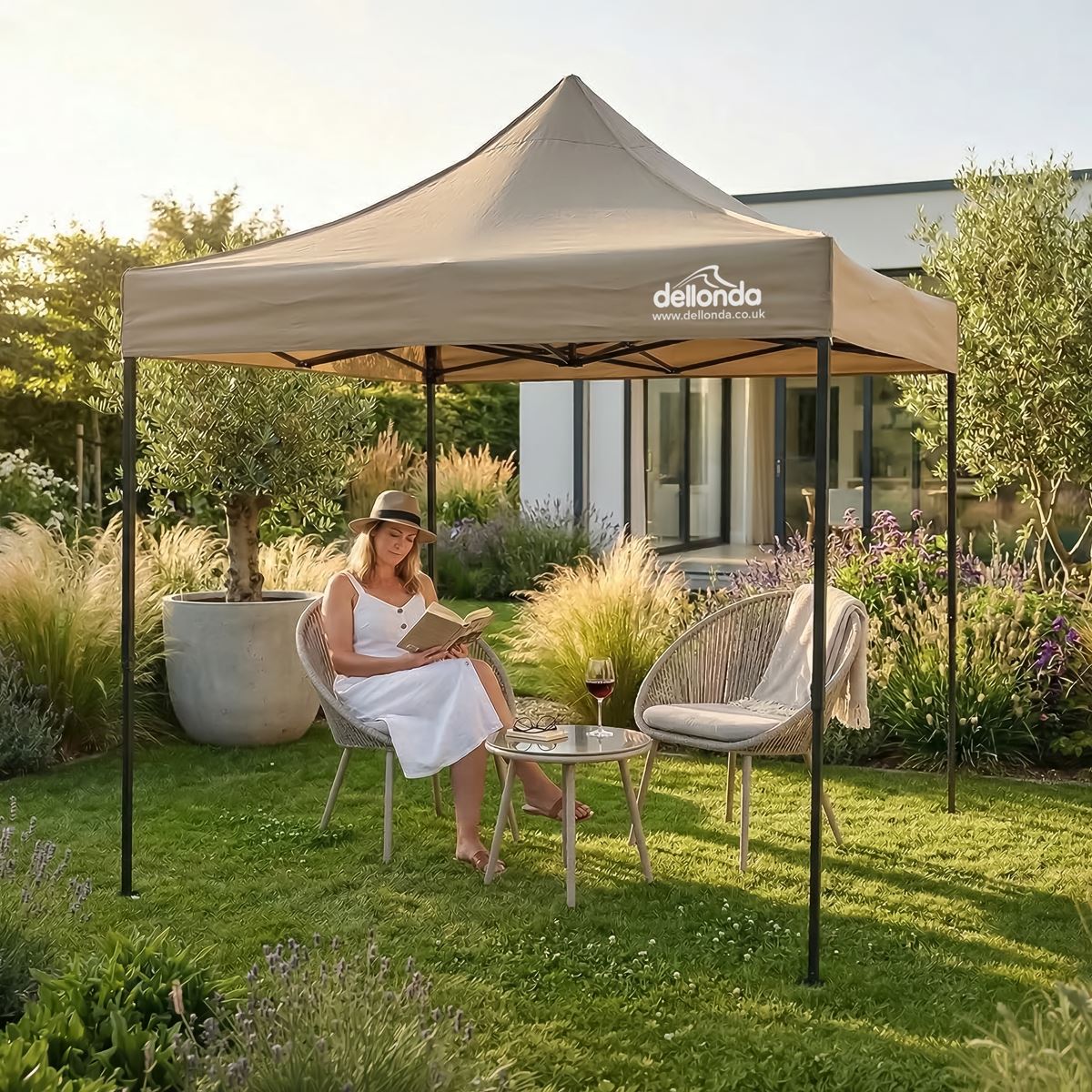 Sealey Dellonda 2x2m Pop-Up Gazebo Canopy with Water-Resistant Carry Bag, Stakes & Weight Bags - Beige DG303