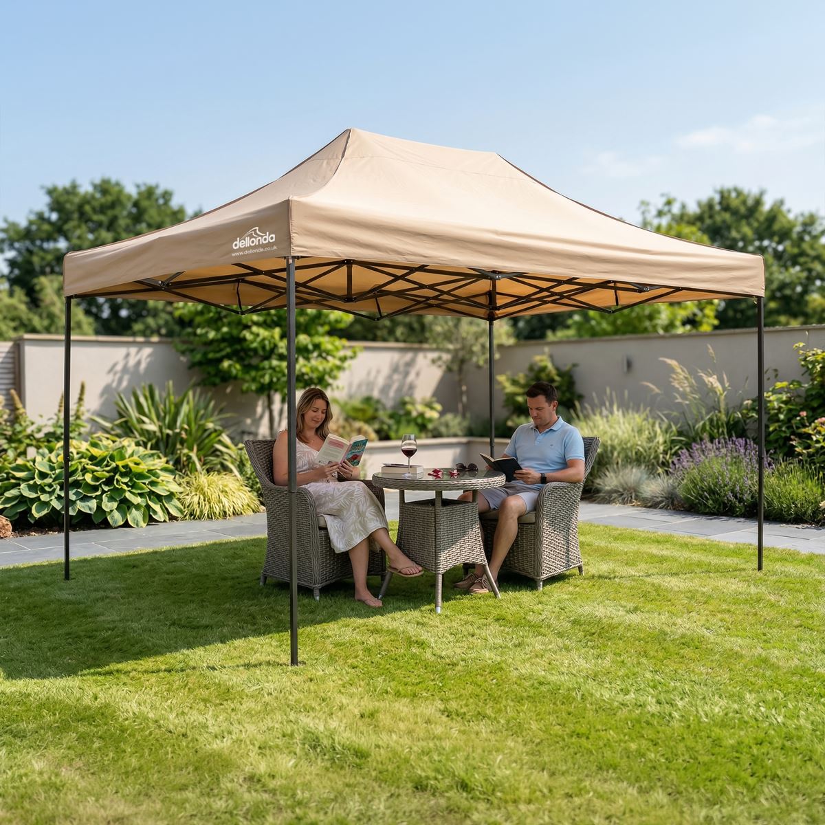 Sealey Dellonda 3x4.5m Pop-Up Gazebo Canopy with Water-Resistant Carry Bag, Stakes & Weight Bags - Beige DG305