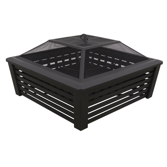 Sealey Dellonda 35" Square Outdoor Fire Pit, Black DG43