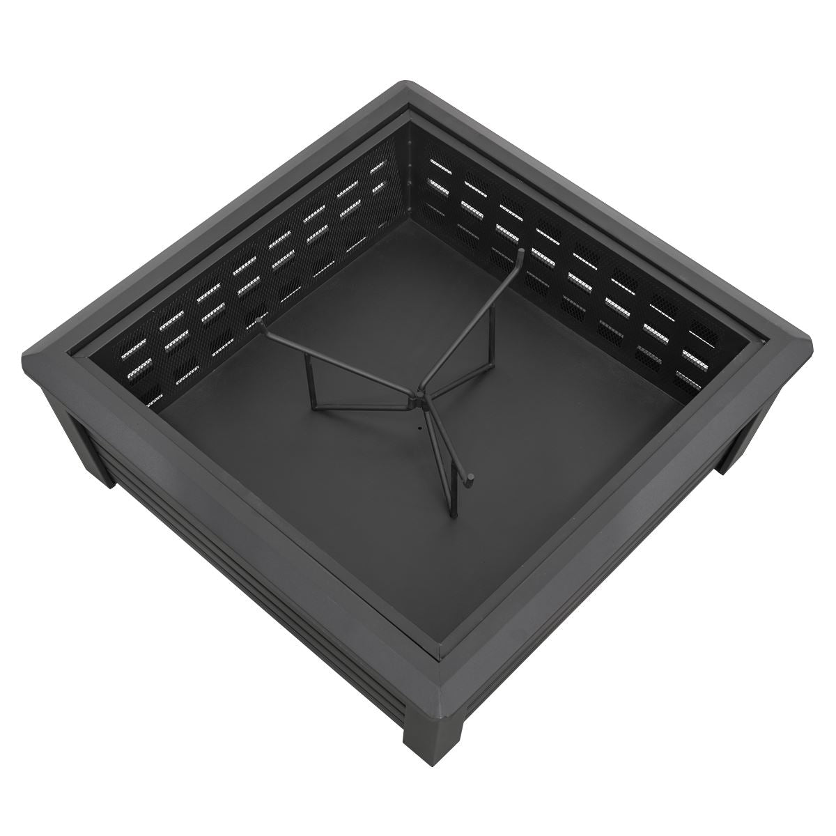 Sealey Dellonda 35" Square Outdoor Fire Pit, Black DG43