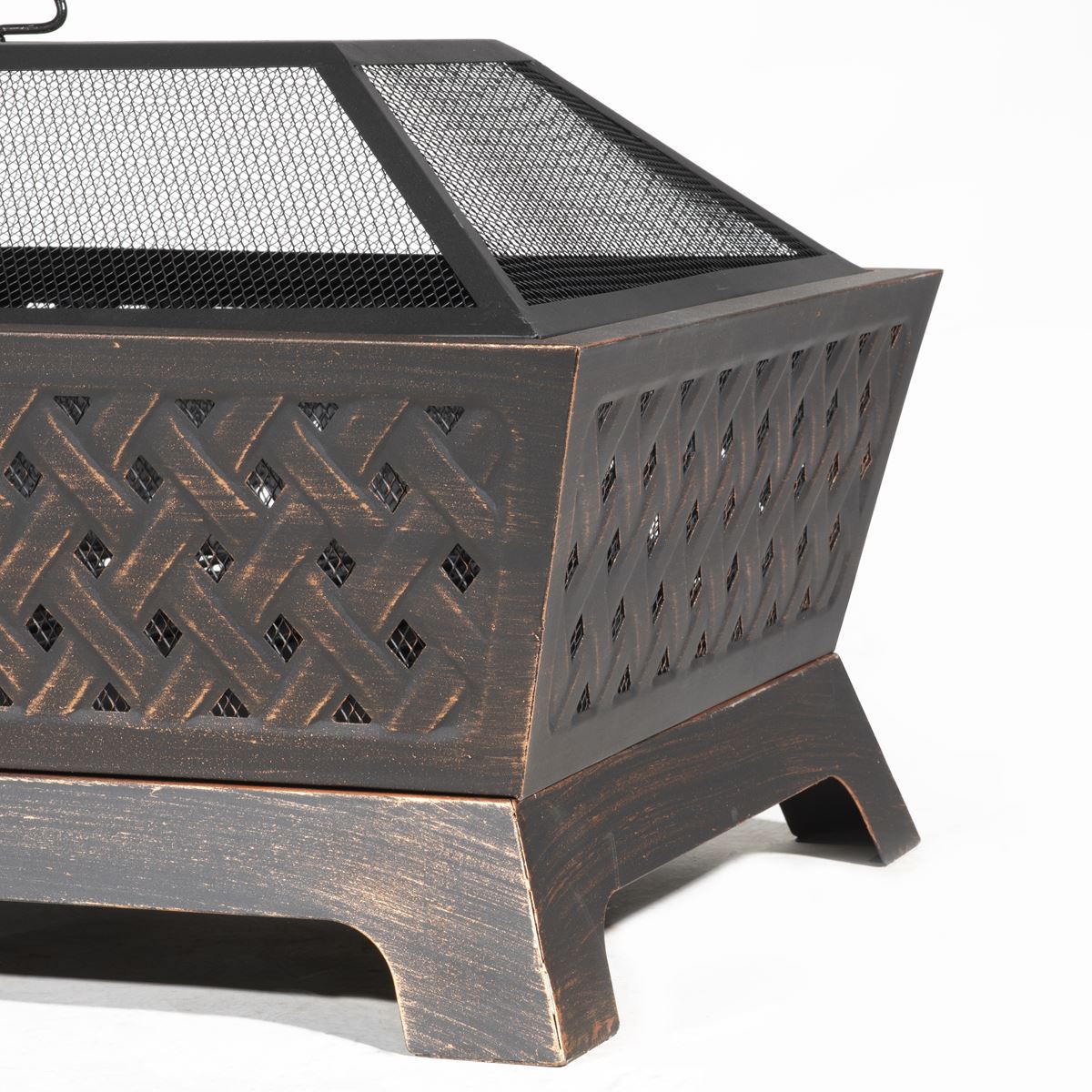 Sealey Dellonda 35" Rectangular Outdoor Fire Pit, Antique Bronze Effect DG44