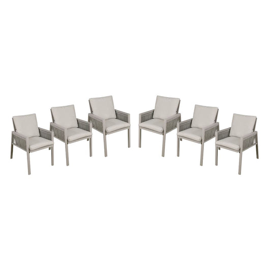 Dellonda Garden Patio Dining Chair with Armrests Set of 6 Light Grey DG49