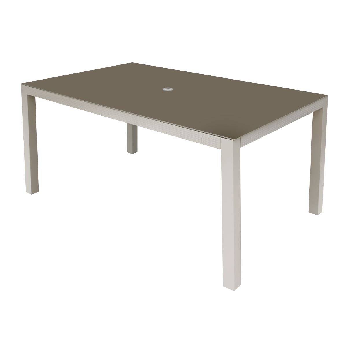 Dellonda Aluminium Glass Garden Dining Table Parasol Hole Light Grey DG51