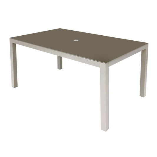 Dellonda Aluminium Glass Garden Dining Table Parasol Hole Light Grey DG51