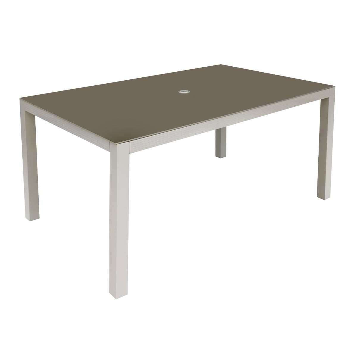 Dellonda Aluminium Glass Garden Dining Table Parasol Hole Light Grey DG51