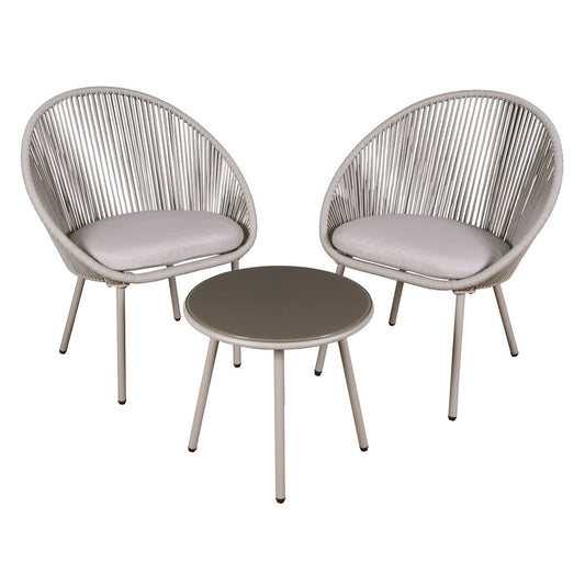 Sealey Dellonda Como 3pc Steel Bistro Set with Tempered Glass Top - DG55 DG55