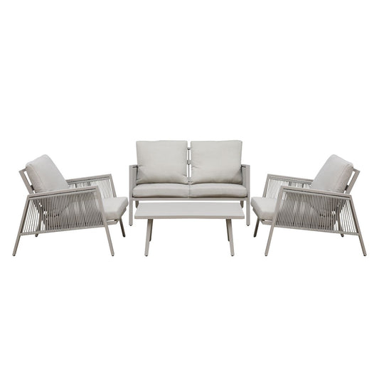 Sealey Dellonda Fusion Aluminium 4-Piece Outdoor Sofa, Arm Chairs & Coffee Table Set DG56