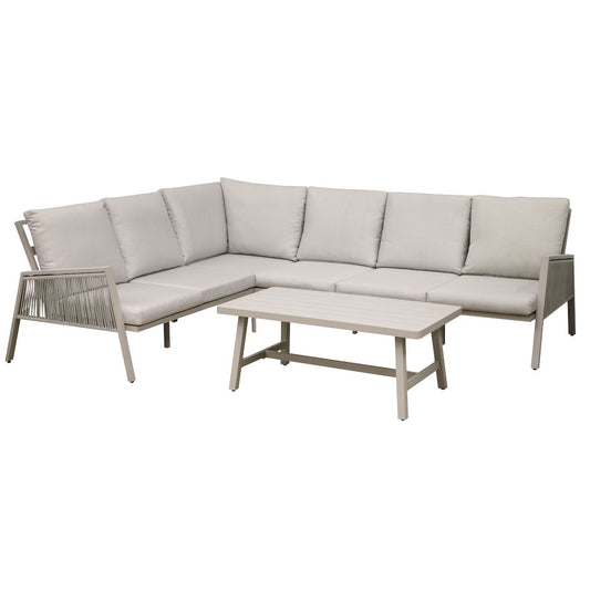 Sealey Dellonda Fusion 4-Piece Outdoor Garden Corner Sofa & Coffee Table Set, Aluminium DG57